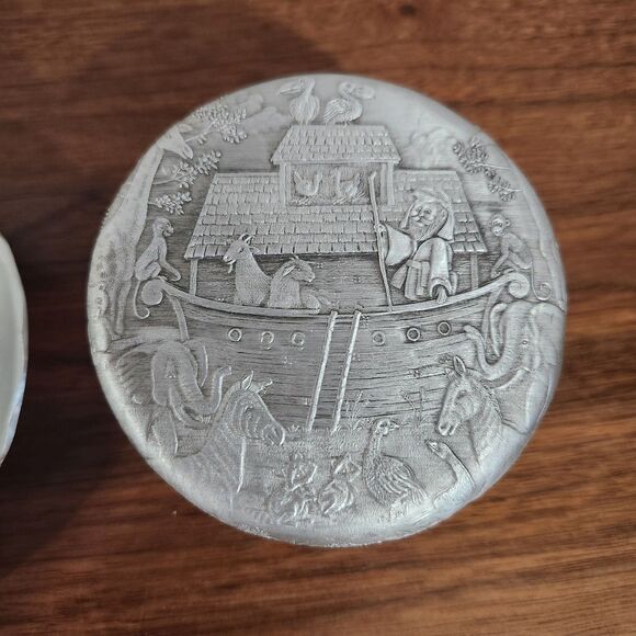 Wendell August Noahs Ark Trinket Box With Lid Trinket Plate Dish Forged Metal - Picture 3 of 11